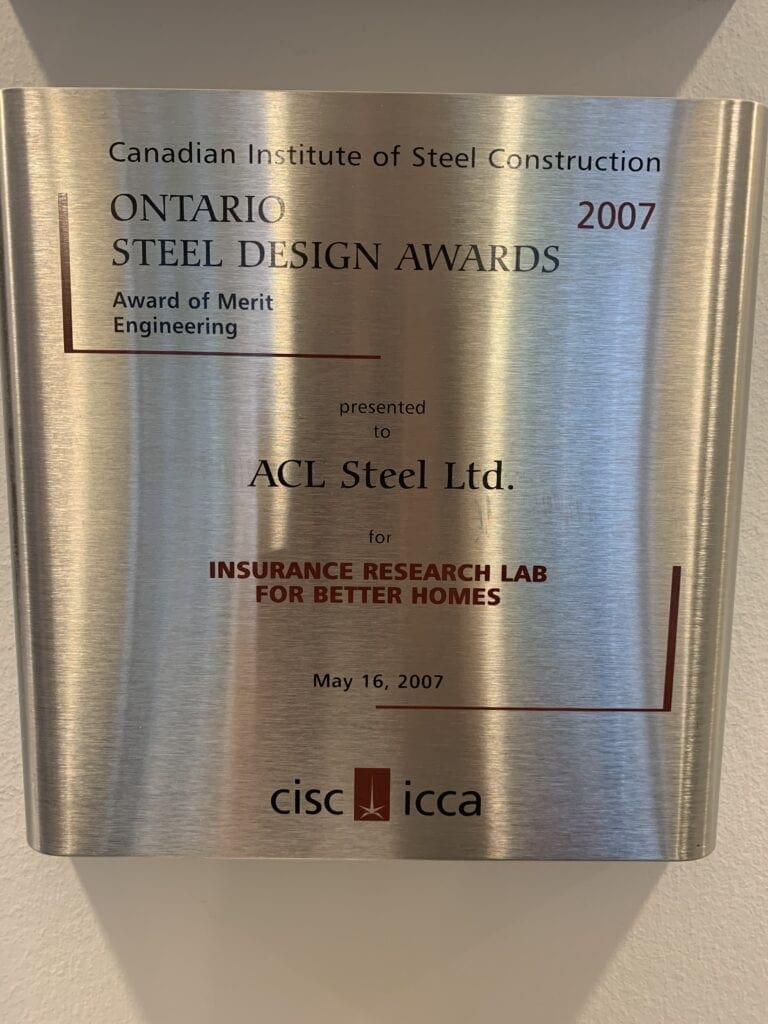 Ontario steel design awards 2007 silver plaque