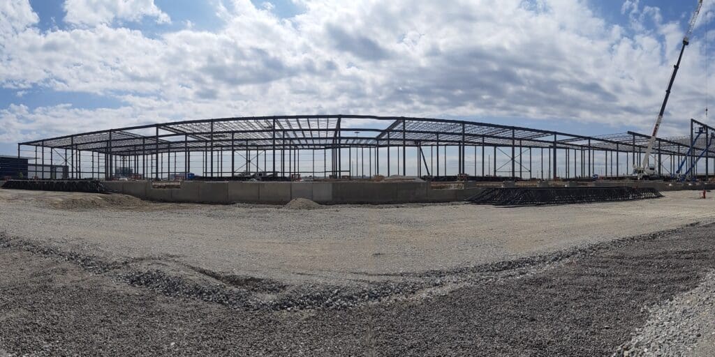 A panoramic view of a construction site