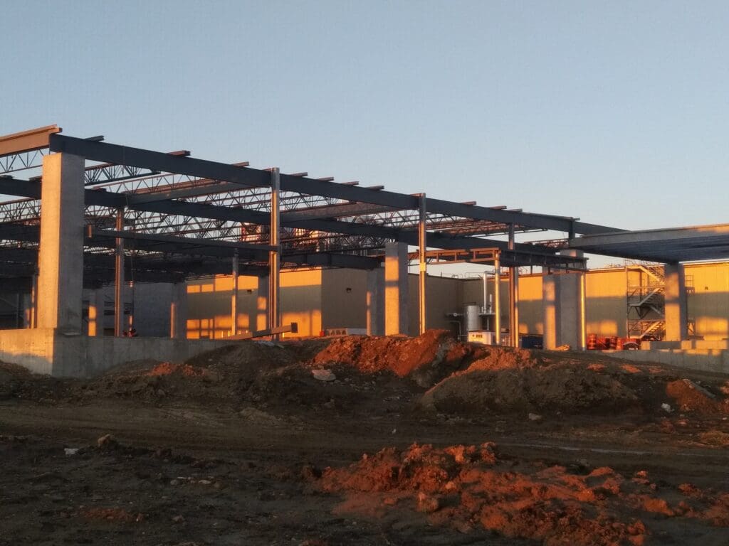 Dirt and soil piled around the construction site