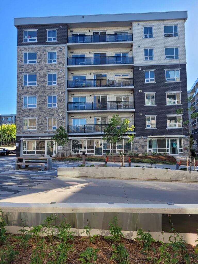 A facade of a new Balsam Block Building