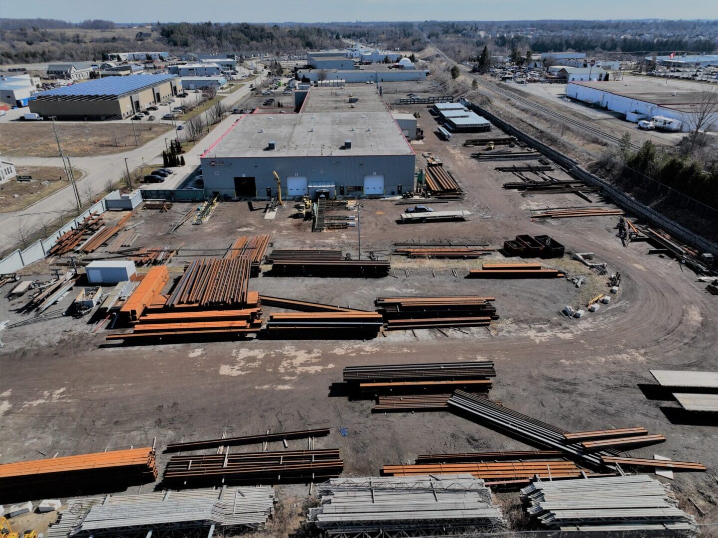 The view of the yard with materials at ACL Steel facility