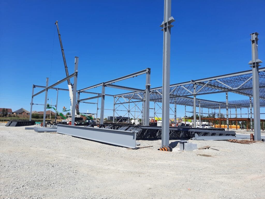 view of the steel frames on a site